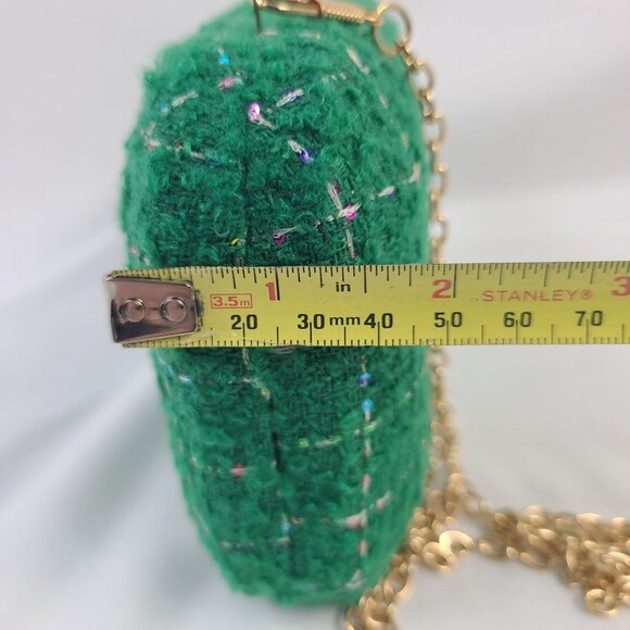 NWT Shiraleah Green Mabel Minaudiere Gold Chain Pearl/Gold Clasp Clutch - Picture 6 of 8